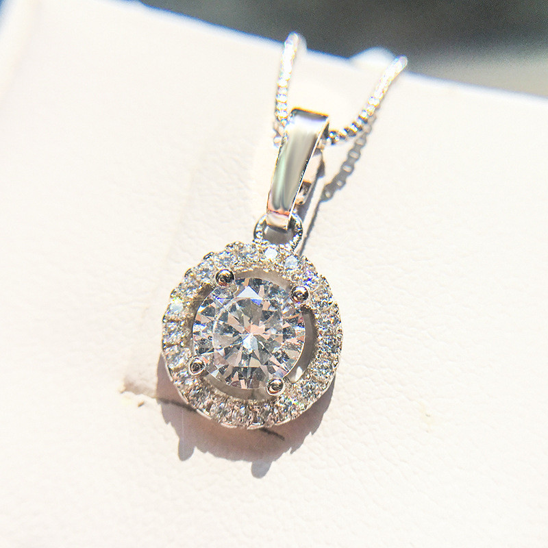 Cc Hanger Ketting Voor Vrouwen Zirkonia Glans Edelsteen Bruids Verlovingsfeest Accessoires Fijne Sieraden Met Ketting: Silver Plated