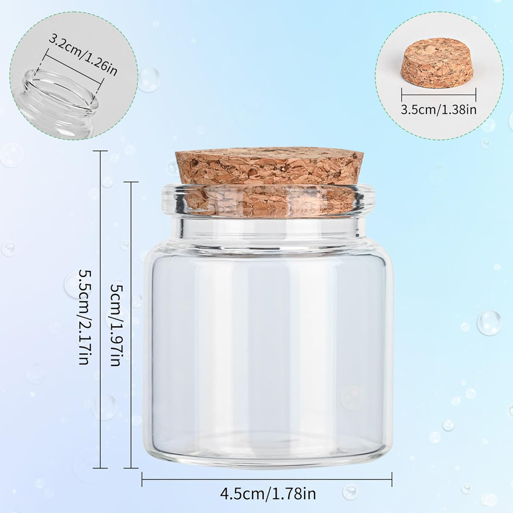 50ml Small Empty Glass Bottle with Cork Stopper Storage,Small Glass Bottle Jars for DIY Art Crafts Projects Decoration Party