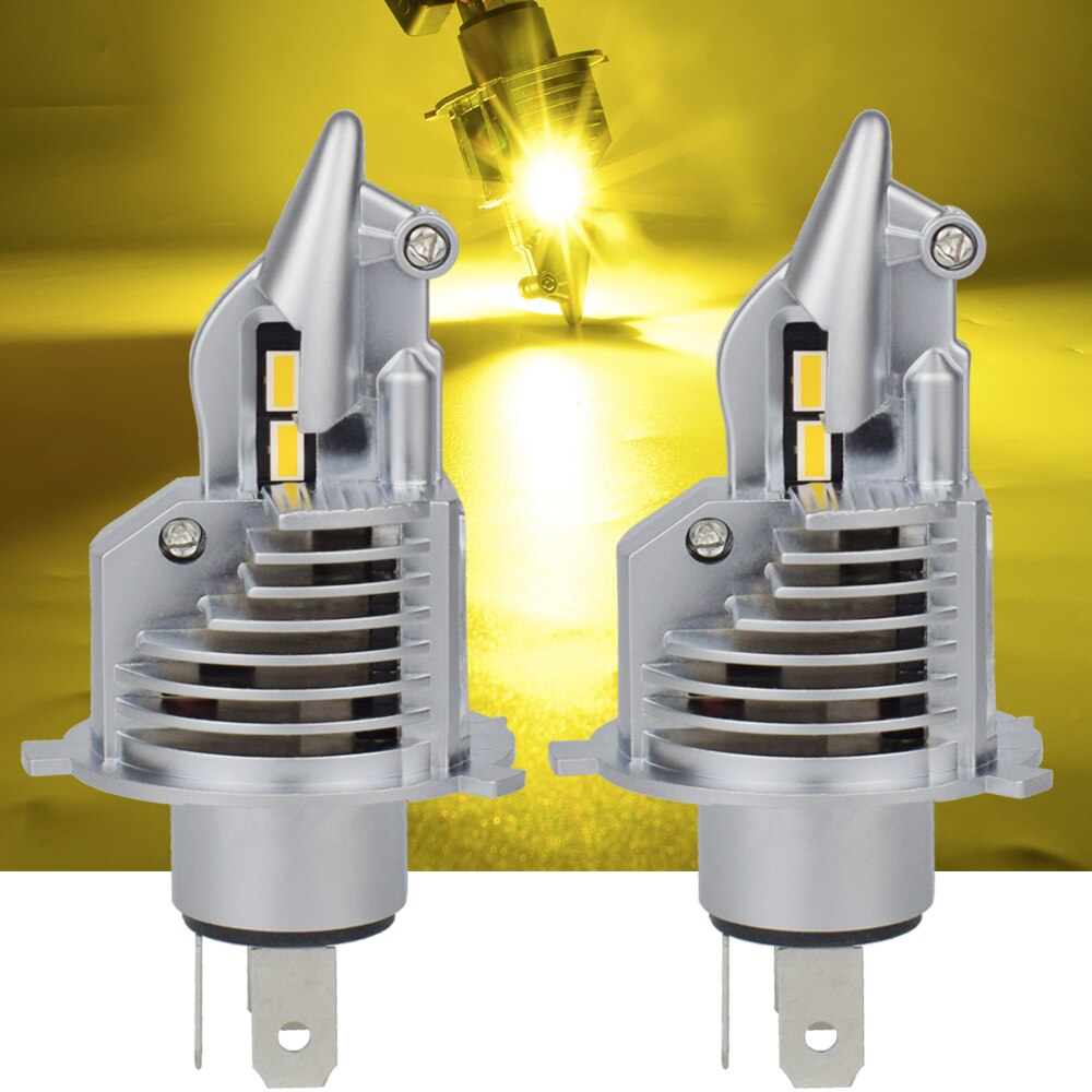 JALN7 Fighter-bombilla de faro LED H4, HS1, HB2, 12V, 60/55W, haz de Hilo, lámpara automática, 6500K, superblanco, amarillo, 3000K