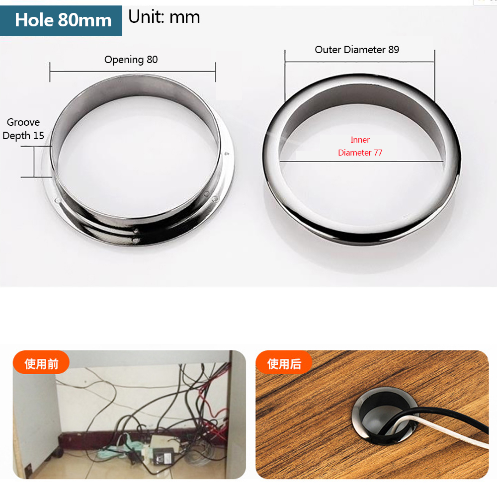 25-80MM Office Desk Cable Grommets Wire Hole Cover Desk Table Cable Fastener Computer Desk Outlet Port Wire Rack Organizer