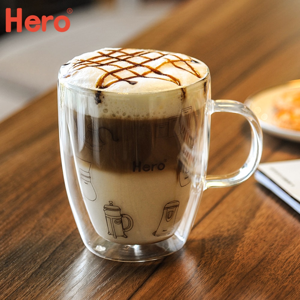 Coffee Cup Double Layers mug Coffee Reusable High Glass Cup Heat Insulation Drinking Milk Tea Cups Transparent Drinkwar