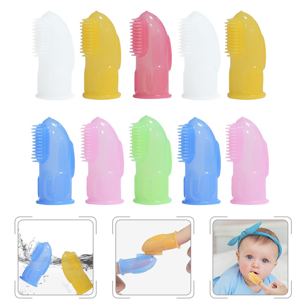 10Pcs Siliconen Vinger Tandenborstels Training Orale Cleaning Stimulators Voor Baby