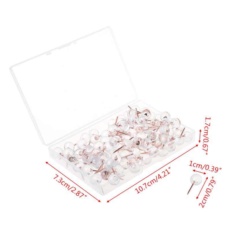 100 uds, chinchetas doradas y rosas, chinchetas para pulgar, tablero de chinchetas, bola redonda, dibujo para pared, tachuelas