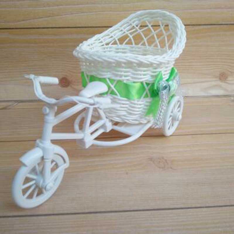 Moderne rattan trehjulet cykel kurv have bryllupsfest kontor bord vase opbevaring boligindretning soveværelse vase blomsterdekorationsværktøj: 5