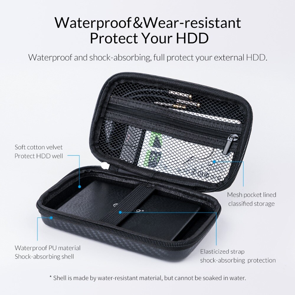 Orico Hard Case Bag Power Bank Case Voor 2.5 Hard Drive U-Disk Usb Kabel Externe Opslag Draagtas Ssd hdd Case Opbergdozen