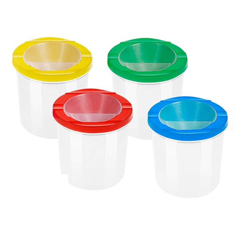 30 Pcs Paint Cups with Lids Paint Cups with Paint Brushes and Paint Tray Palettes Cups for Watercolor Art Class