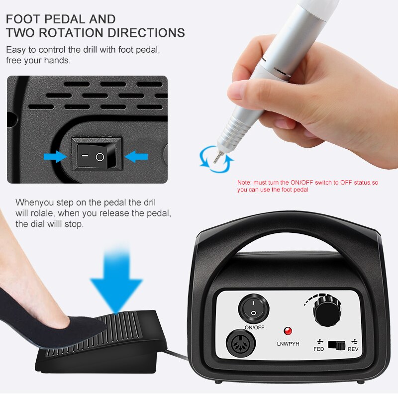 Nail Boor Machine 0-35000Rpm Pro Manicure Machine Apparaat Voor Manicure Pedicure Kit Elektrische Nagelvijl Met Cutter nail Tool