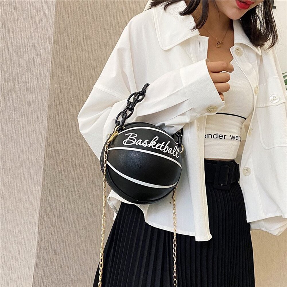 Personality Basketball Purses For Teenagers Women Shoulder Bags Chain Hand Bags Female Leather Pink Bag Small Totes