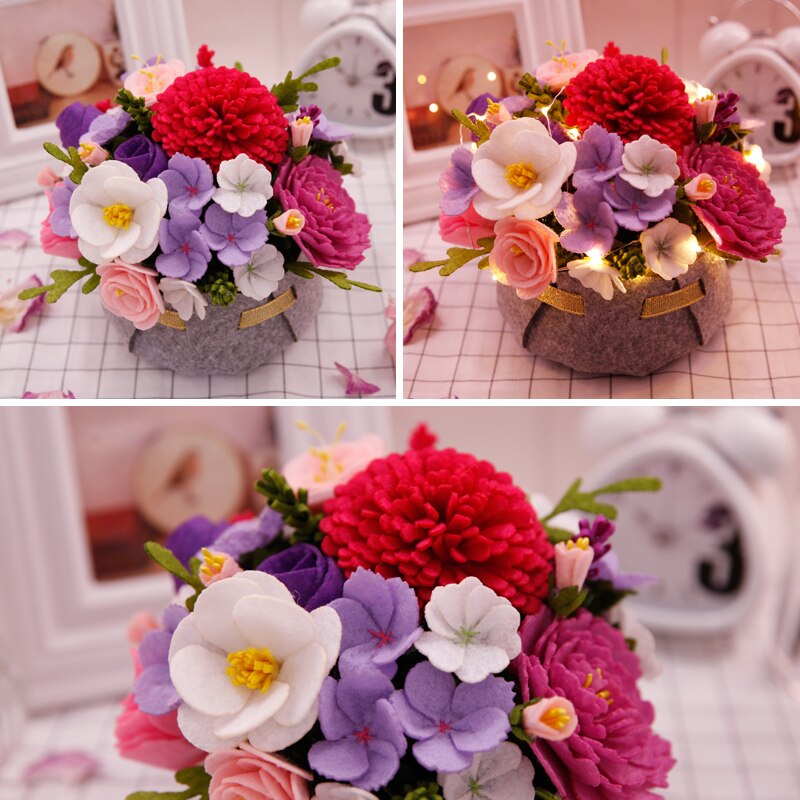 DIY Artificial Flowers Women Handmade Living Room Bouquet Decoration Felt Flowers for Home Garden Decor Felt DIY Package