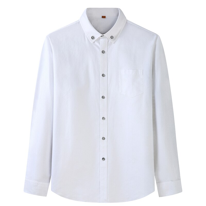 Plus størrelse vår og høst langermet skjorte herre 3x- 6xl 7xl 100%  bomull virksomhet fritids oxford skjorte (overdimensjonert ): Hvit / Xxxl