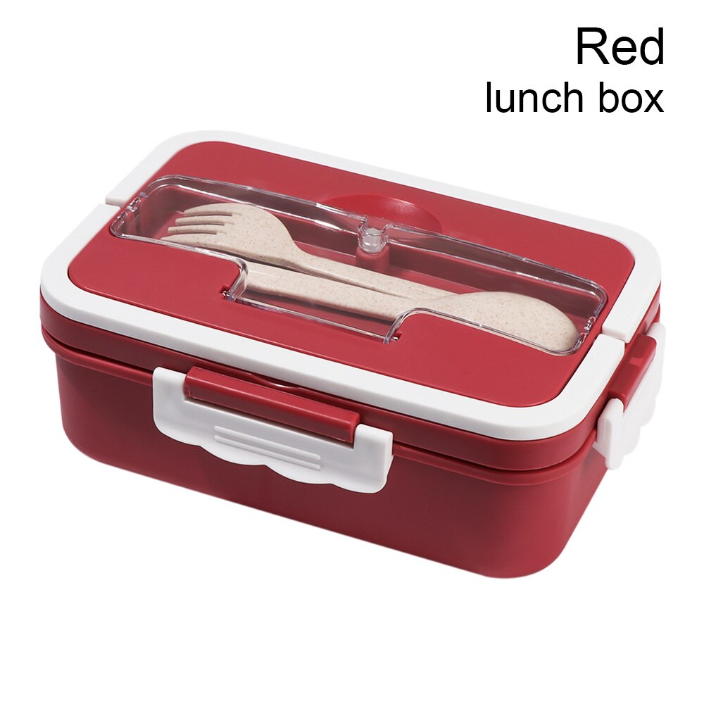 Lunch Box Children Student Food Container Wheat Straw Material Leak Proof Microwave Dinnerware Portable Bento Box With Compartme: lunch box red