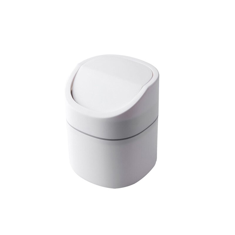 mini trash can bin dump desktop garbage plastic bucket table Food residue processor Household goodsbedroom office accessories: white-rolling cover