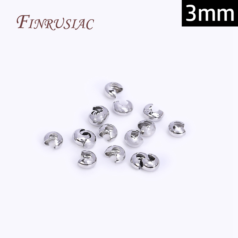 50-100 stks/partij Messing Ronde Covers Crimp End Kralen 3mm/4mm Spacer Kralen 18K Real vergulde Sieraden Maken Accessoires DIY: M / Black