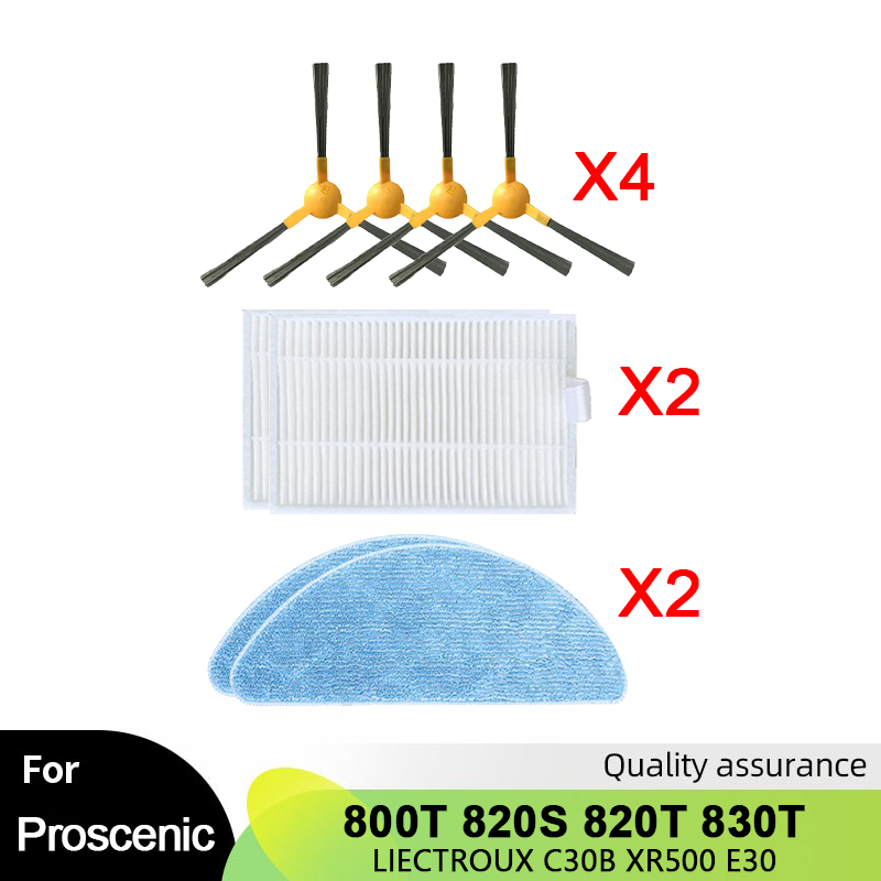Onderdelen for LIECTROUX C30B XR500 E30 Proscenic 800T 820S 820T 830T Robot Stofzuiger Belangrijkste zijborstel Hepa Filter Mop Rag (Color : 8 Side Brush