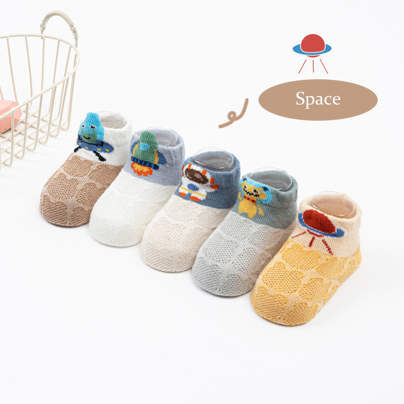 5 Paren/partij Baby Sok Cartoon Pasgeboren Zomer Mesh Dunne Kinderen Sokken Voor Meisjes Jongen Katoenen Baby Casual Peuter Korte Floor sokken: Space / L(3-5Y)