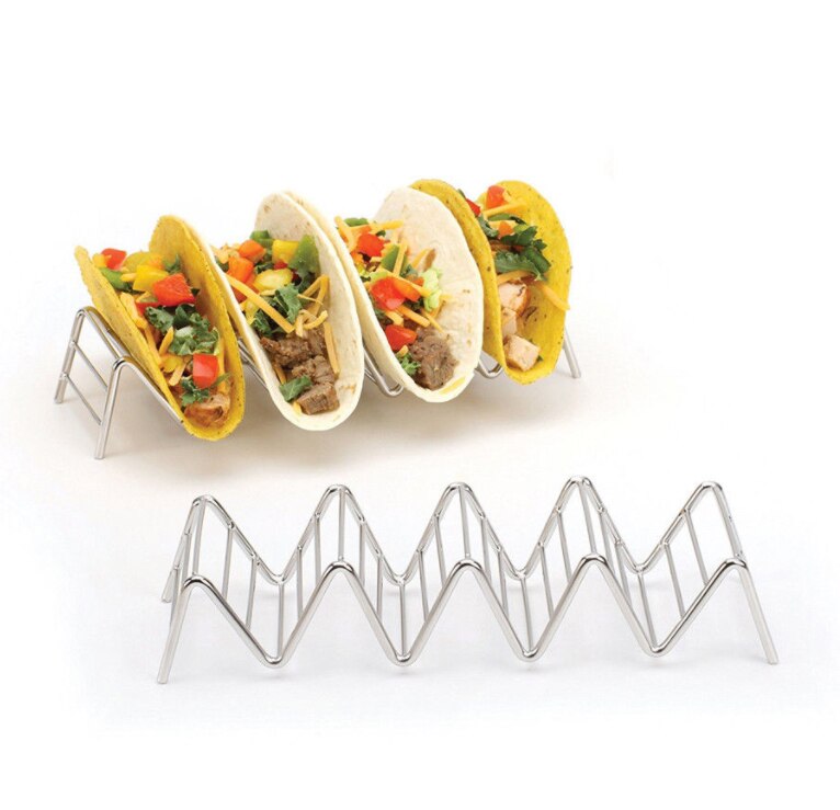 Taco hållare rostfritt stål taco stativ mexikansk matställ skal 1-4 platser usa våg form taco hållare stå rack display: 4