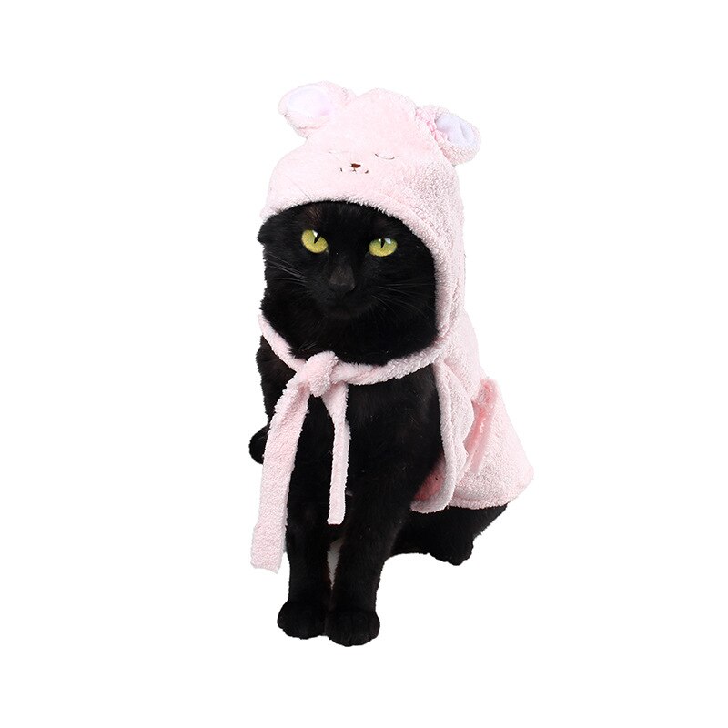 Cute pet bathrobe, small and medium dog microfiber dog super absorbent cat bath cloak pet dry towel - panda frog