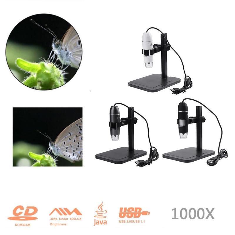 USB Digital 1000X 800X Microscope 8 LED 2MP Electronic Microscope Endoscope Zoom Camera Magnifier Lift Stand Tool