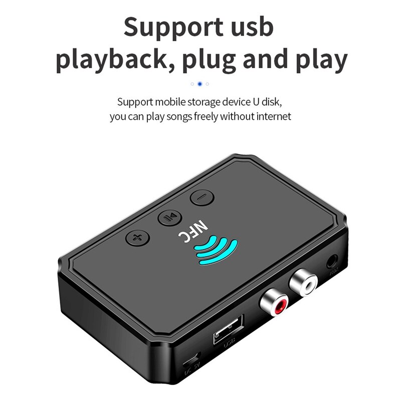 BT Receivers NFC Bluetooth 5.0 Audio Receiver Wireless Stereo Bluetooth Audio Adapter NFC 3.5Mm AUX RCA Music Sound Car