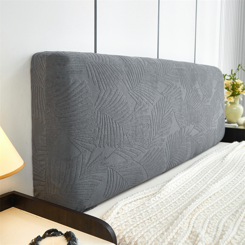 Dikker Jacquard Bed Hoofdeinde Cover Zachte Elastische Bed Head Cover Bladeren Gedrukt All-inclusive Bed Hoofdeinde Stofdichte Protector: 120*65 / Licht Geel