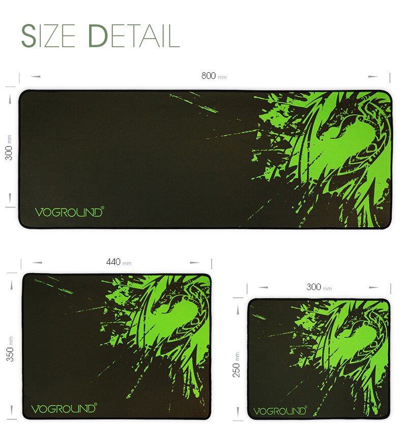 Multi-size Blue Dragon Mouse Pad No-slip Natural Rubber Keyboard Cover Computer Gaming Mouse Mat Locking Edge Desk Mat: Green Dragon / 440x350mm