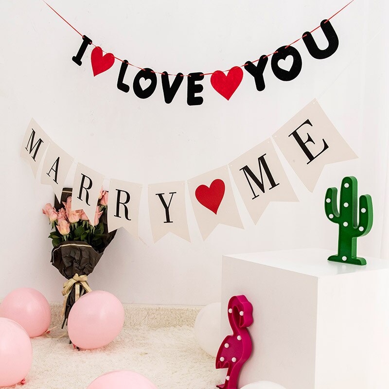 Banderole en papier 1 ensemble | Banderole, je t'aime, drapeau fanion, bannière pour mariage, fournitures pour amants, décoration joyeux valentin