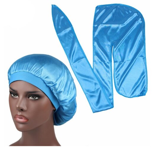 Heren zijden durag match zijden muts voor vrouwen dezelfde kleur zijden durag bandana's voor mannen lange staart durags golfmuts slaapmuts
