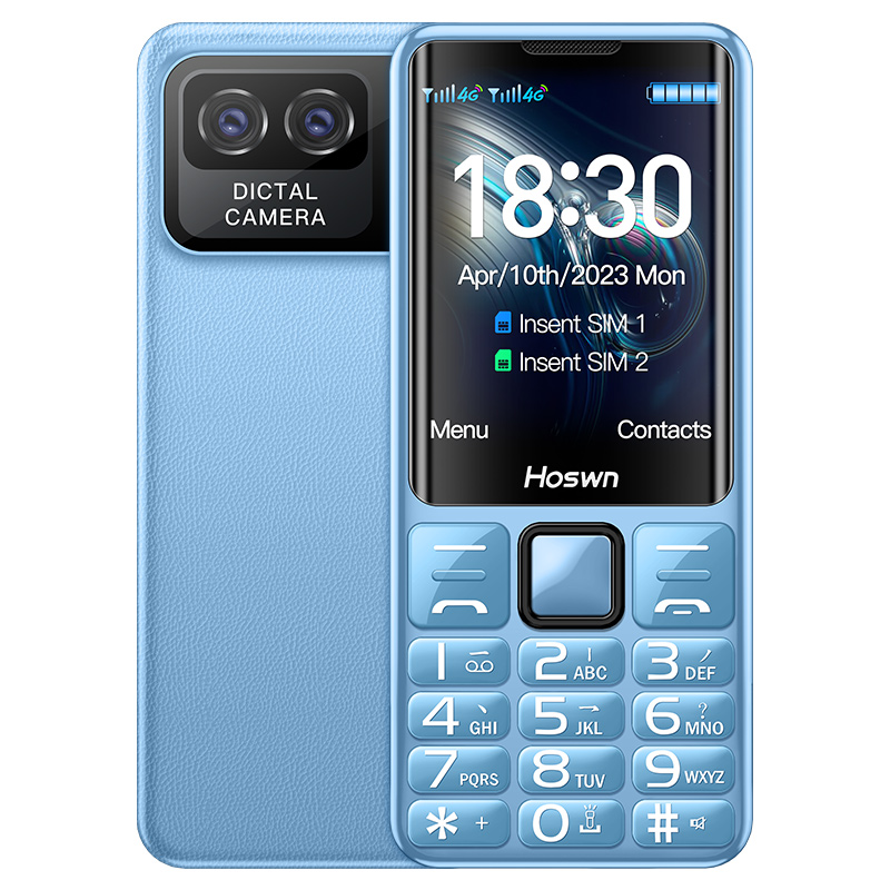 Mini  i79 (h6)  ouderen 2g mobiele telefoon 2.4 inch tft-scherm 32mb ram zaklamp dual sim engels toetsenbord mobiele telefoon: Blauw