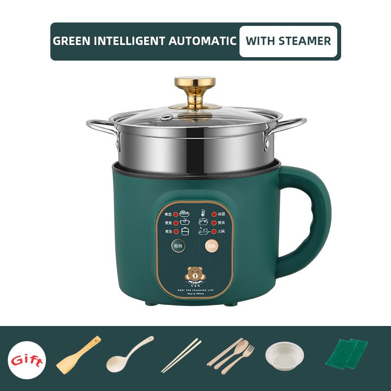 220V 1.8L Cute Mini Smart Appointment Rice Cooker Household Single Kitchen Pot Small Appliances: B-with steamer / UK