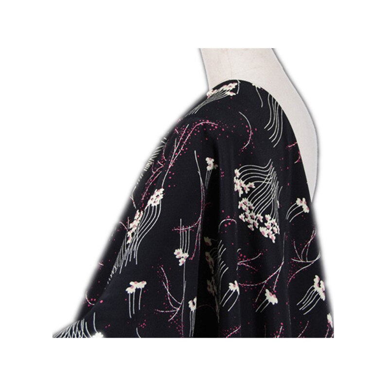 Lac 69 punainen/musta tuotu japanista 100%  puuvilla sifonki kangas kirsikankukka hamppu lanka kaksinkertainen kreppi kimono mekko kangas
