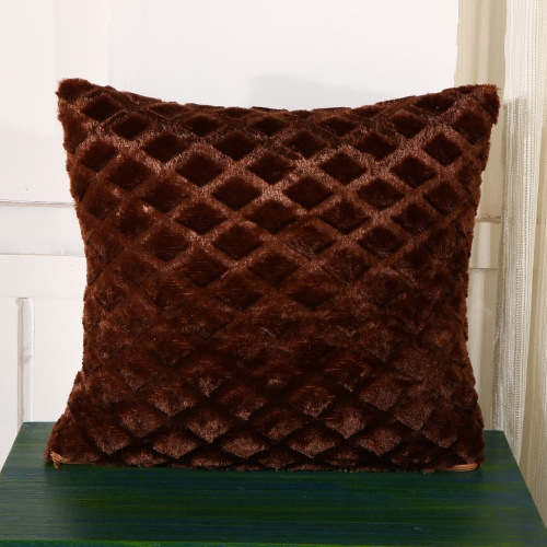 1Pcs 43*43cm Plaids Pattern Soft Short Velvet Throw Pillow Cushion Cover Seat Car Home Sofa Bed Decorative Pillowcase 40059: Dark Brown