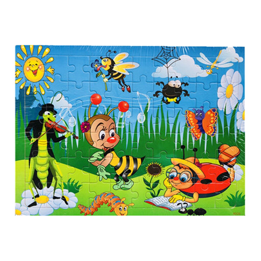 60 Piece Colorful Cartoon Puzzle Children Educational Toys Wooden Baby Kids Training Toy 5.15: A