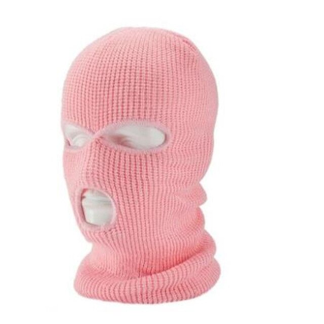 3-Hole Ski Face Mask Balaclava Embroidery Letter Tears Men and Women Winter Hats Ski Mask Warm Thermal Knitted Hat Party: pink