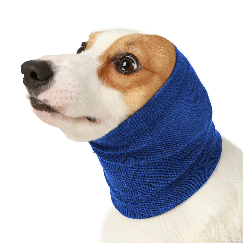 Couvre-oreilles multifonction pour chien, Protection contre le froid en plein air, réduction du bruit, coupe-vent, écharpe chaude pour chiot, hiver: Bleu / L