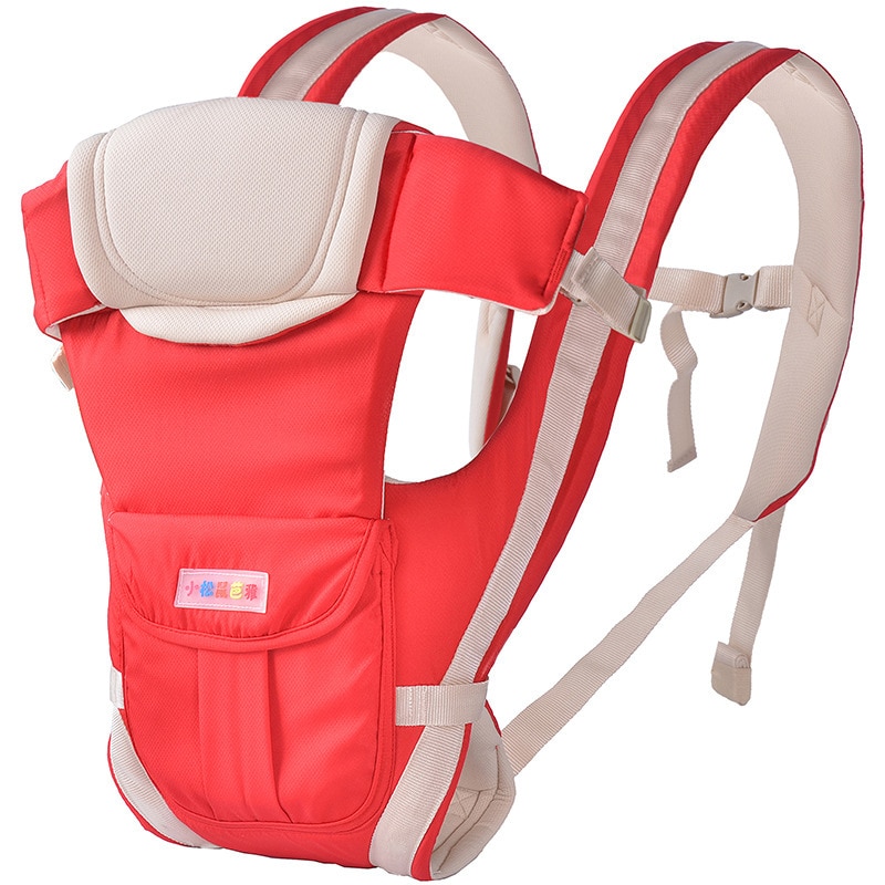 Ergonomisk bærestol rygsæk 4-36 måneder bærbar baby slynge wrap bomuld spædbarn nyfødt baby bærende bælte til mor far: Stor rød uden bælte