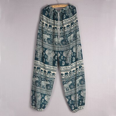 Bandana popular tailandesa de algodón para verano, Pantalón ancho holgado con cordón en la cintura de elefante, pantalones para correr en la playa