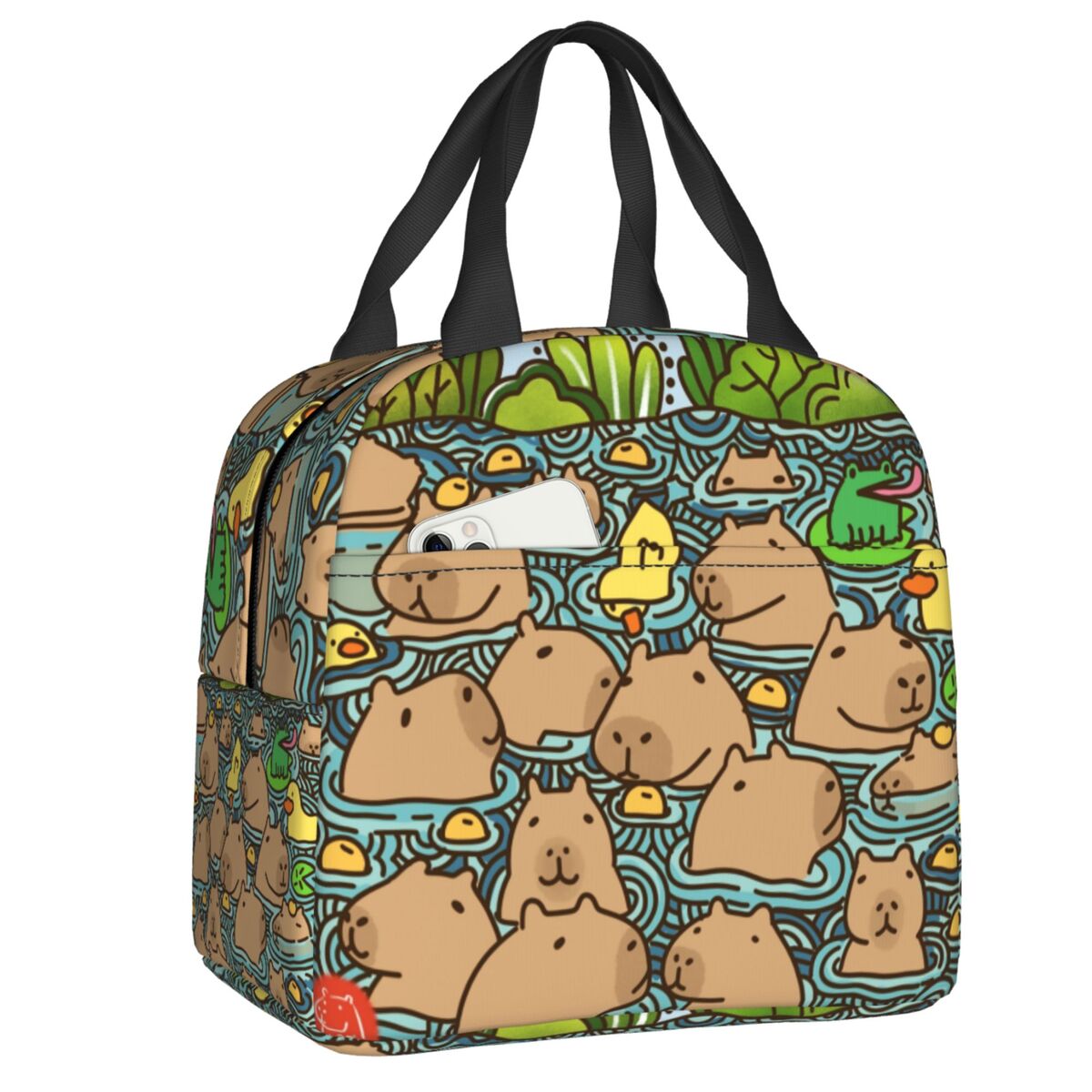 Anpassad capybara isolerad lunchväska för kvinnor läckagesäker kylväska termisk lunchväska kontor picknick resor: Elfenben