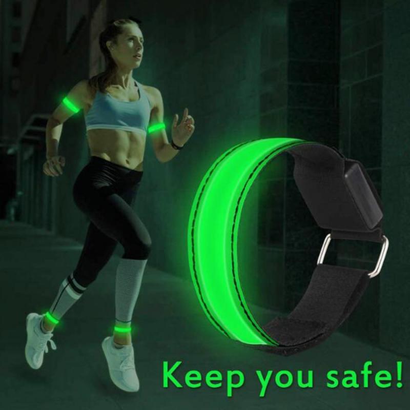 LED Safety Reflective Belt Warning Light Outdoor Night Jogging Walking Cycling Running Biking Arm Band Wristband Flashing Belt
