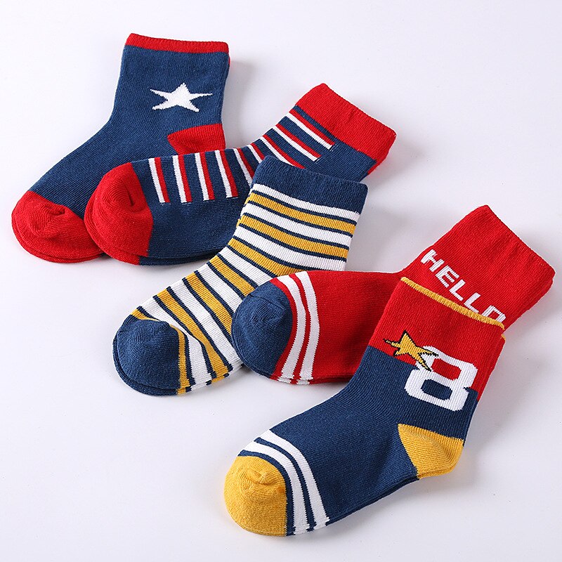 5 Pair Animals Sock Cotton Baby Socks Autumn Winter Children's Student Anti-skid Socks Boys and Girls Multi-color Cartoon: 02 / 8-12T