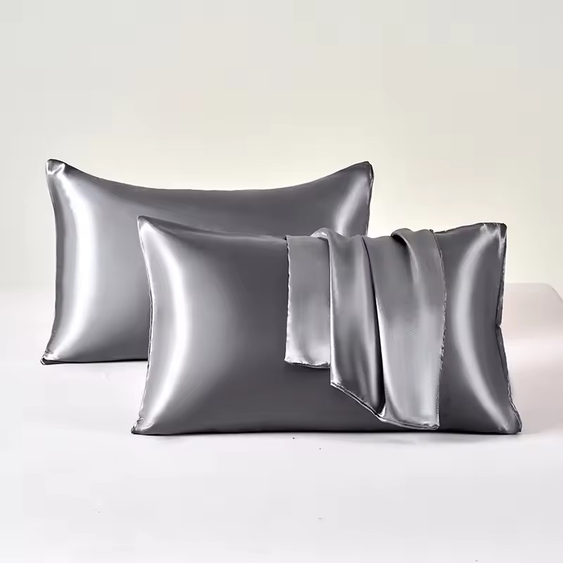 2Pcs/Set Satin Pillowcase Soft Breathable Smooth Cooling Pillow Covers for Sleeping Care Skin and Hair: USA Queen(20x30 inch) / Red