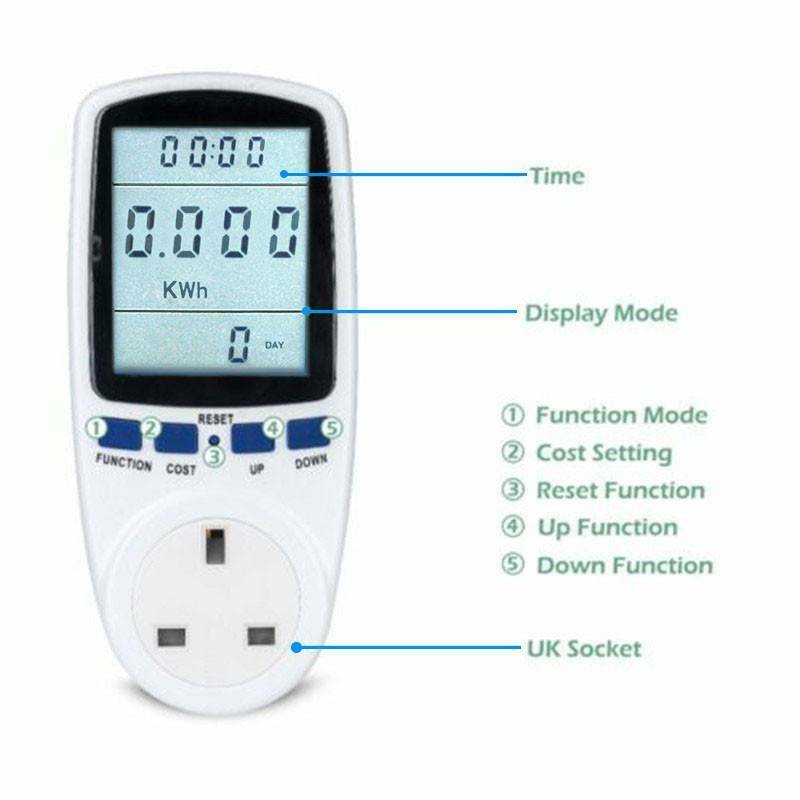 Digital Wattmeter LCD Energy Monitor Power Meter AC 230V Electric Test Energy Meter Measuring Outlet Power Analyzer