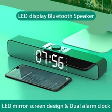 Bluetooth Speaker with LED TV Sound Bar Alarm Clock Stereo Subwoofer Home Theater AUX Bass Speaker Surround Soundbar for PC TV