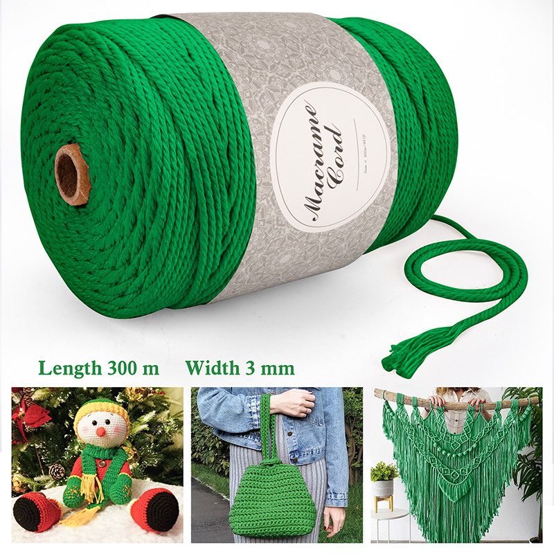 Macrame Garen Katoen 3Mm X 300M Katoenen Touw Voor Diy Ambachten Muur Opknoping Plant Hanger Bloem Mand Macram decore