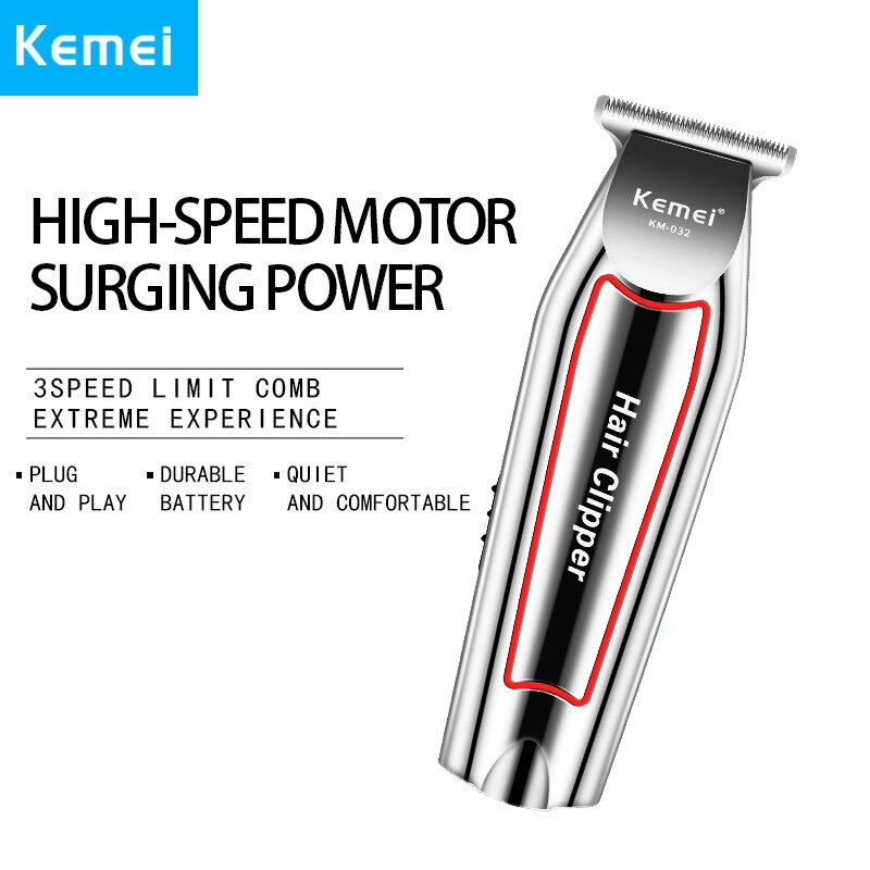 Kemei 032 maquinilla eléctrica para cortar el pelo recargable sin cable para hombres recortadora de barba de 0mm cortadora de pelo de cabeza calva