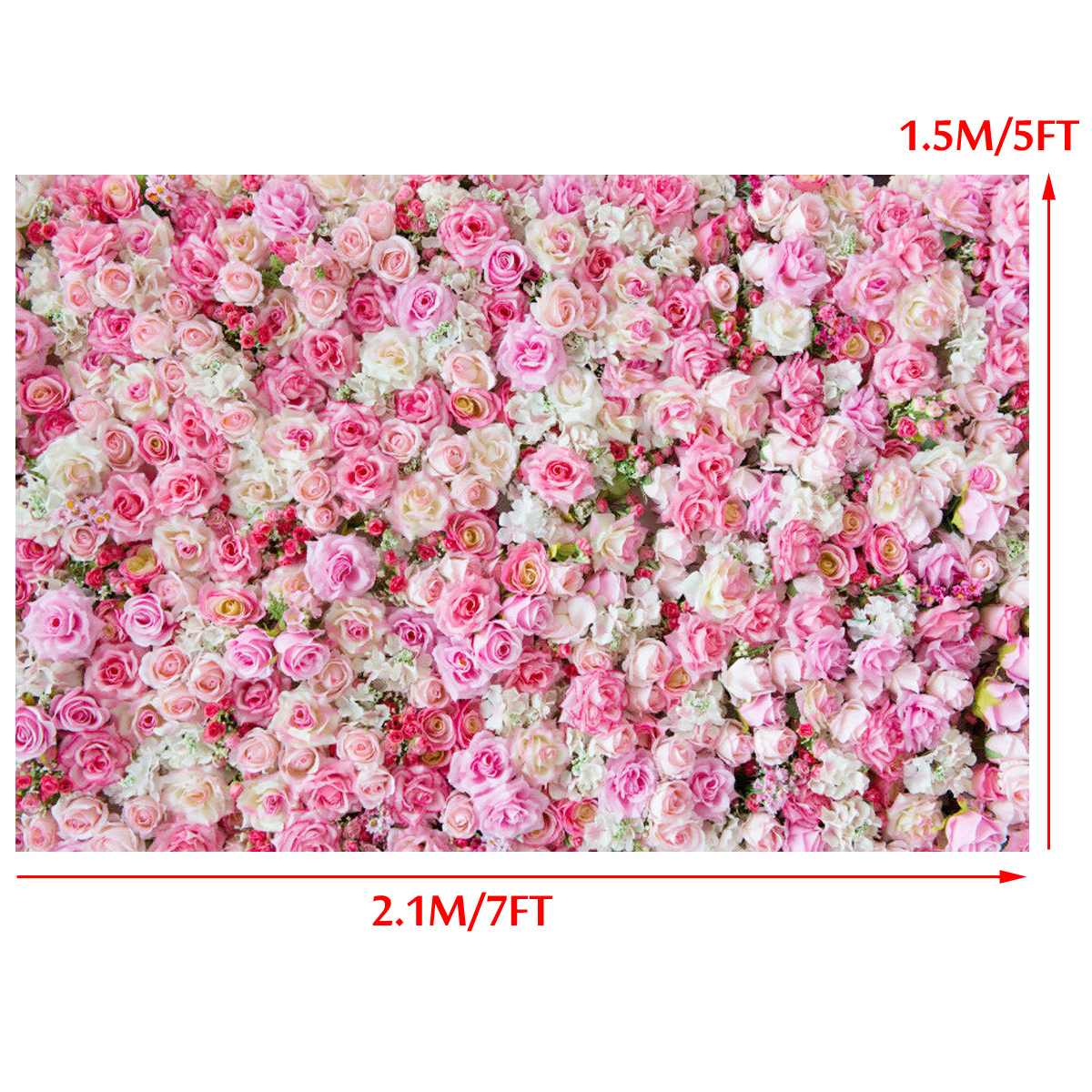 1.5x2.1m 5x7ft Wedding Rose 3D Flowers Wall Studio Backdrop Photography Photo Background Cloth