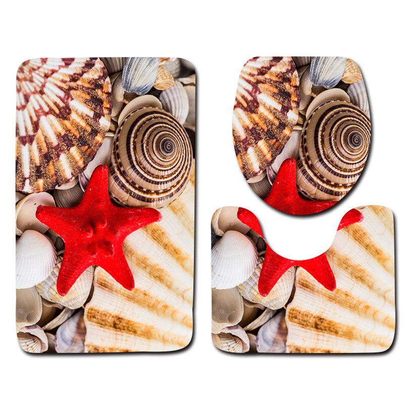 3D beach toilet cover anti slip mat bathroom carpet toilet seat bathroom carpet bathroom decoration accessories 3 pieces