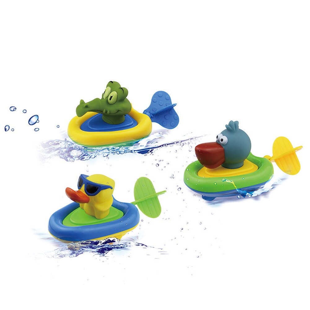 Kinderen Leuke Cartoon Dier Paddle Boot Babybadje Speelgoed Pull Touw Voorjaar Kids Bad Spelen Met Water Speelgoed Bad Speelgoed peuter Jongen Speelgoed