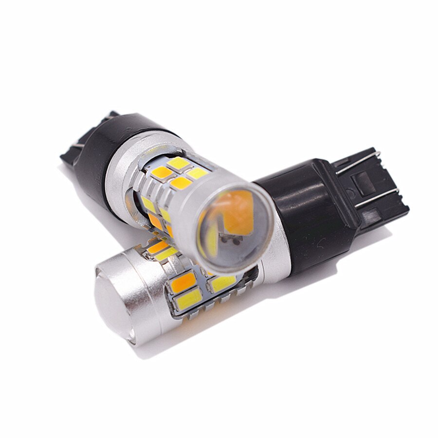 1 par 7443 20SMD 5730 bombillas LED luz de señal de freno de giro Luz de conmutación blanca/ámbar bombillas de señal intermitente sin errores