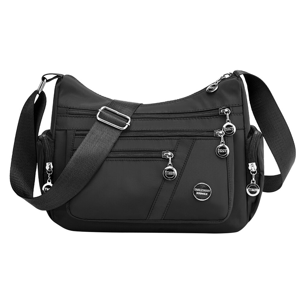 Schulter Geldbörse Multifunktions Nylon Frauen Jahrgang retro Kette Handtasche Bote Tasche Multifunktions Nylon lässig Handtasche Frau: Schwarz