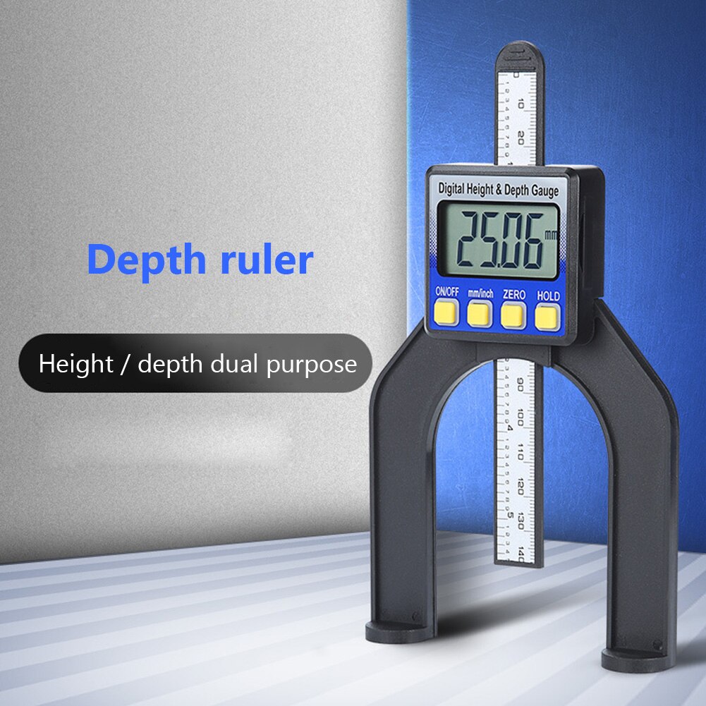 Digital Depth Caliper Digital Tread Depth Gauge LCD Magnetic Self Standing Aperture 0-80mm Hand Routers